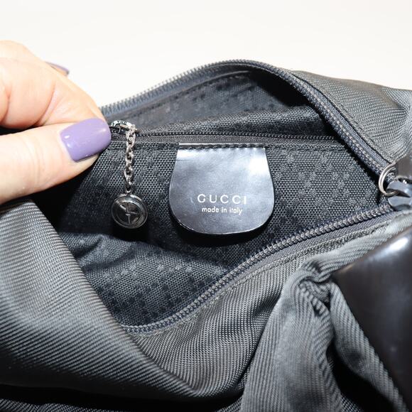 Gucci Black Nylon Bamboo Handle Tote Italy w/ Handle Shapers Included - Picture 7 of 8